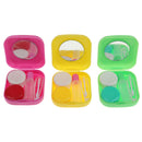 Set Of Plastic Stylish Compact Lens Tweezers +Mirror Case + Contact Lens Case + Lens Solution Bottle Travel Accessory Yellow 5.7x5.3cm