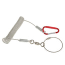 1.4M Stretch Steel Wire Spring Coil Lanyard Rope with Swivel Ring Carabiner