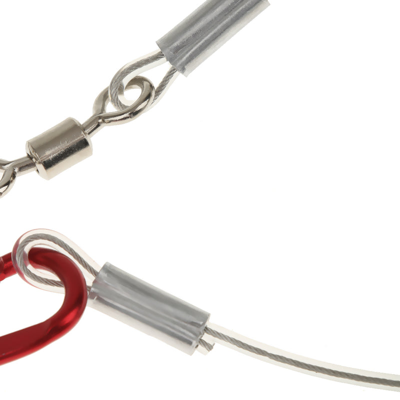 1.4M Stretch Steel Wire Spring Coil Lanyard Rope with Swivel Ring Carabiner