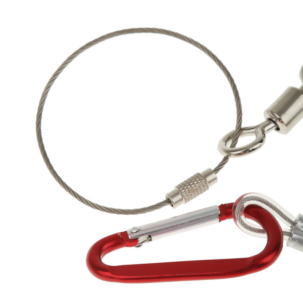 1.4M Stretch Steel Wire Spring Coil Lanyard Rope with Swivel Ring Carabiner