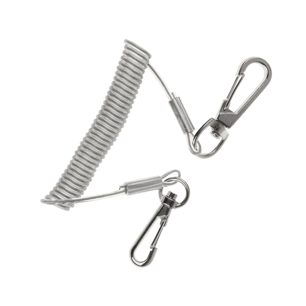 1.4M Retractable Steel Wire Coiled Lanyard Safety Rope with Swivel Snap Clip