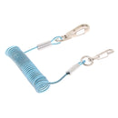 Retractable Coiled Fishing Lanyard Steel Wire Inside with Snap Clips Blue