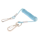 Retractable Coiled Fishing Lanyard Steel Wire Inside with Snap Clips Blue
