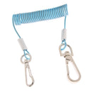 Retractable Coiled Fishing Lanyard Steel Wire Inside with Snap Clips Blue