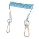 Retractable Coiled Fishing Lanyard Steel Wire Inside with Snap Clips Blue
