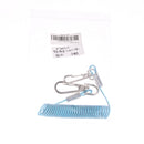 Retractable Coiled Fishing Lanyard Steel Wire Inside with Snap Clips Blue
