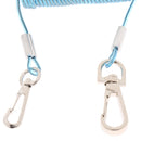 Retractable Coiled Fishing Lanyard Steel Wire Inside with Snap Clips Blue