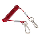 Retractable Coiled Fishing Lanyard Steel Wire Inside with Snap Clips Red