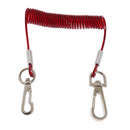 Retractable Coiled Fishing Lanyard Steel Wire Inside with Snap Clips Red