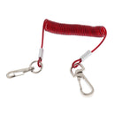 Retractable Coiled Fishing Lanyard Steel Wire Inside with Snap Clips Red