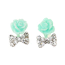 10Pcs 3D Nail Art Flower Bow Alloy Rhinestones Peal Nail Charms Jewelry DIY