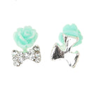 10Pcs 3D Nail Art Flower Bow Alloy Rhinestones Peal Nail Charms Jewelry DIY