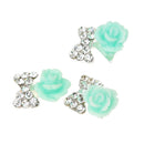 10Pcs 3D Nail Art Flower Bow Alloy Rhinestones Peal Nail Charms Jewelry DIY