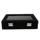 Glass Top 24 Grids Velvet Box Jewelry Earring Ring Cufflinks Display Case