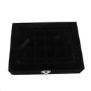 Glass Top 24 Grids Velvet Box Jewelry Earring Ring Cufflinks Display Case