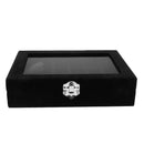 Glass Top 24 Grids Velvet Box Jewelry Earring Ring Cufflinks Display Case