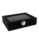 Glass Top 24 Grids Velvet Box Jewelry Earring Ring Cufflinks Display Case