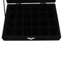 Glass Top 24 Grids Velvet Box Jewelry Earring Ring Cufflinks Display Case