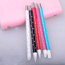 Beauty 5Pcs Nail Art Silicone Head Brushes Clay Sculpture Drawing Painting Pen Set with Rhinestone Handle