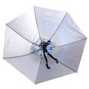 Outdoor Umbrella Hat Head Cap Brolly Fishing Camping Hiking W Blue Silver