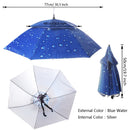Outdoor Umbrella Hat Head Cap Brolly Fishing Camping Hiking W Blue Silver
