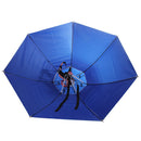 Multipurpose Two Layers Outdoor Umbrella Hat Head Cap Brolly for Fishing Camping Hiking Golf - External Silver Internal Blue