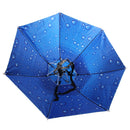 Outdoor Fishing Camping Hiking Umbrella Hat Head Cap Brolly External Silver+ Internal Blue Water