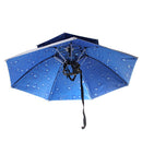 Outdoor Fishing Camping Hiking Umbrella Hat Head Cap Brolly External Silver+ Internal Blue Water
