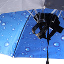 Outdoor Fishing Camping Hiking Umbrella Hat Head Cap Brolly External Silver+ Internal Blue Water