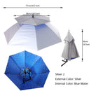 Outdoor Fishing Camping Hiking Umbrella Hat Head Cap Brolly External Silver+ Internal Blue Water