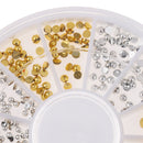 Metal 3D Nail Art Rhinestone Gold Silver Half Pearl Tip Decoration Manicure Accessories + Wheel