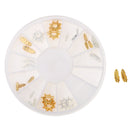 Metal 3D Nail Art Rhinestone Gold Silver Feather Sun Tip Decoration Manicure Accessories with Wheel