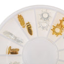 Metal 3D Nail Art Rhinestone Gold Silver Feather Sun Tip Decoration Manicure Accessories with Wheel