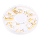 Metal Charm 3D Nail Art Rhinestone Gold Glitters Tip DIY Decoration Manicure + Wheel