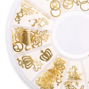 Metal Charm 3D Nail Art Rhinestone Gold Glitters Tip DIY Decoration Manicure + Wheel