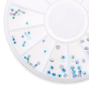 120pcs/Set 3D Nail Art Rhinestones Blue Round Glitters Tips Decoration Manicure Wheel