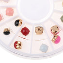24pcs/Set 3D Nail Art Charm Rhinestones Glitters Tips Decoration Manicure + Wheel