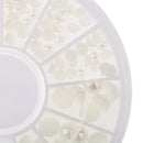 Fashion 3D Nail Art DIY Pearl Gem Glitter Decoration Beads Sticker Tips Beige Pearl Shaped