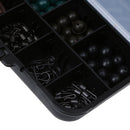 18 Compartment Fishing Tackle Box with Hooks Beads Rubber Tubes Sleeves Tool