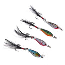 4 x Minnow Fishing Lure with Feather Tail Saltwater Freshwater Hard Swimbait