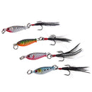 4 x Minnow Fishing Lure with Feather Tail Saltwater Freshwater Hard Swimbait