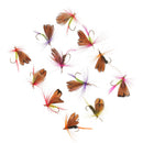 12Pcs /Set Fly Butterfly Artificial Baits with Hooks Colorful Feather Dry Trout Fly Fishing Lures