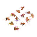 12Pcs /Set Fly Butterfly Artificial Baits with Hooks Colorful Feather Dry Trout Fly Fishing Lures