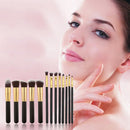 13pcs Wooden Handle Makeup Brushes Set Eyeshadow Eyeliner Foundation - Black