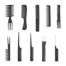 10pcs/set Pro Salon Hair Cut Styling Hairdressing Barbers Combs Brushes with Storage Bag - Black