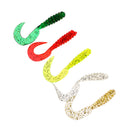 50 Pcs Curly Tail Grub Worm Soft Lure Fishing Tackle Bait Jig Head 60mm