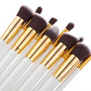 Women Girls Cosmetic Beauty Party Eye Face Makeup Tools 15 Assorted Color Concealer Palette+10Pcs Eyebrow Powder Makeup Brush White Gold