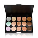 Women Girls Cosmetic Beauty Party Eye Face Makeup Tools 15 Assorted Color Concealer Palette+10Pcs Eyebrow Powder Makeup Brush White Gold