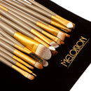 Women Girls Cosmetic Beauty Tools Eye Makeup 15-Color Eyeshadow Palette+20Pcs/Set Eyebrow Lip Liner Makeup Brushes Brown Gold