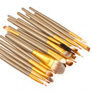 Women Girls Cosmetic Beauty Tools Eye Makeup 15-Color Eyeshadow Palette+20Pcs/Set Eyebrow Lip Liner Makeup Brushes Brown Gold